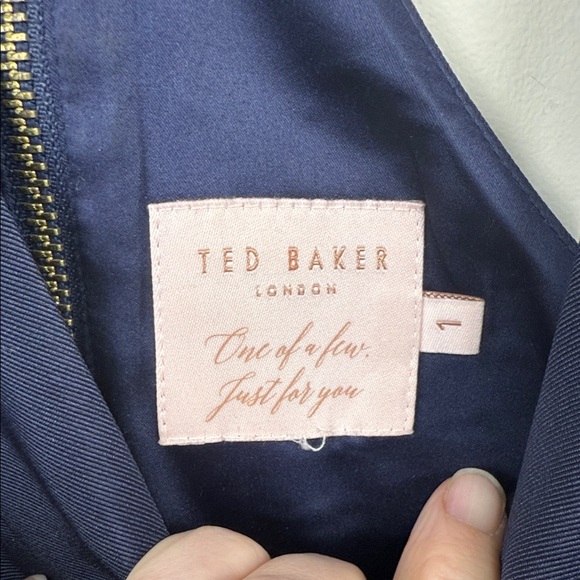 TED BAKER LONDON Bethah Kyoto Navy Floral Sleeveless Dress Sz 1 small - Picture 5 of 13